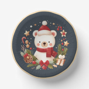 Cuencos De Papel Oso lindo de Navidad/invierno en corona