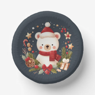 Cuencos De Papel Oso lindo de Navidad/invierno en guirnalda