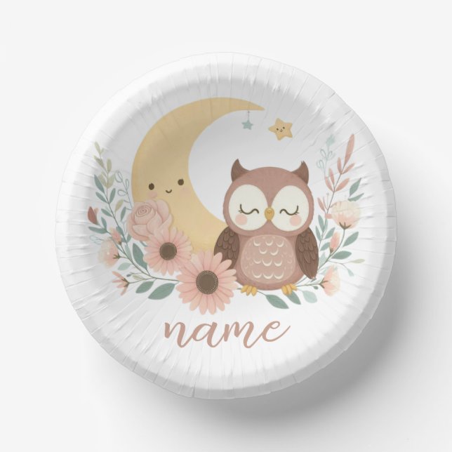 Cuencos De Papel Oveja de bebé con luna (Anverso)