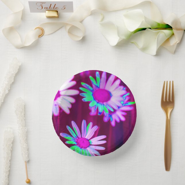 Cuencos De Papel Oxeye Daisy Meadow Pop Art Style (Boda)