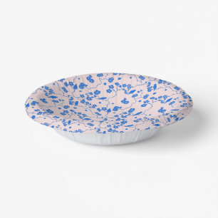Cuencos De Papel Pájaros en Flor de Cerezo Azul sobre Rubor