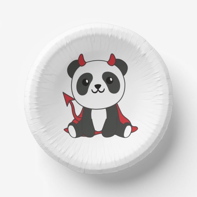 Cuencos De Papel Panda Halloween Cute Devil Kids Witness Costume (Anverso)
