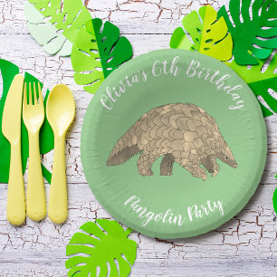 Cuencos De Papel Pangolin Fiesta Kids 6º cumpleaños Green Add Name