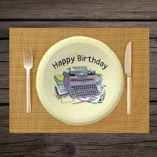 Cuencos De Papel Papel de Máquina de Escribir de Cumpleaños Morado 