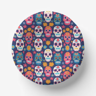 Cuencos De Papel Papel del patrón de Halloween de Dia de Los Muerto