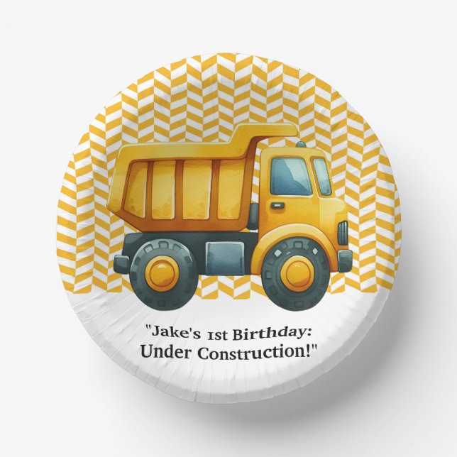 Cuencos De Papel Partido de Cumpleaños de la Construcción (Anverso)