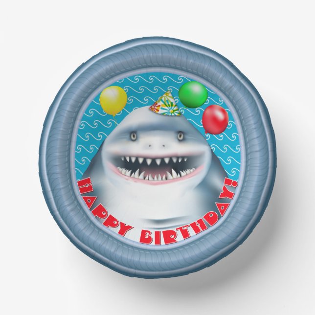 Cuencos De Papel Partido de Cumpleaños de Shark Porthole (Anverso)