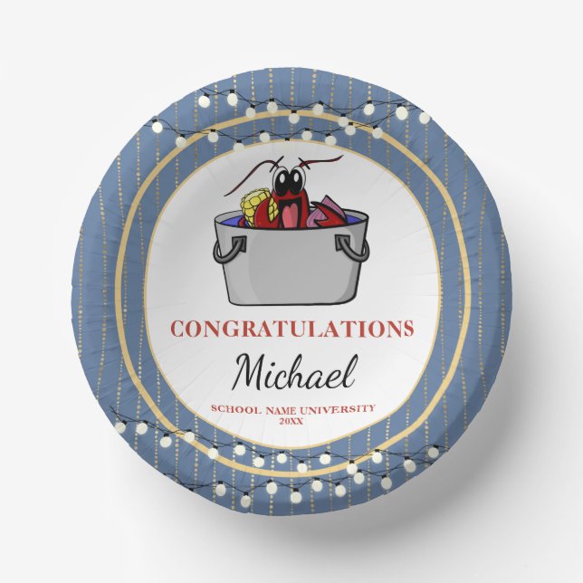 Cuencos De Papel Partido de Graduación de Hierro de los Langostinos (Anverso)