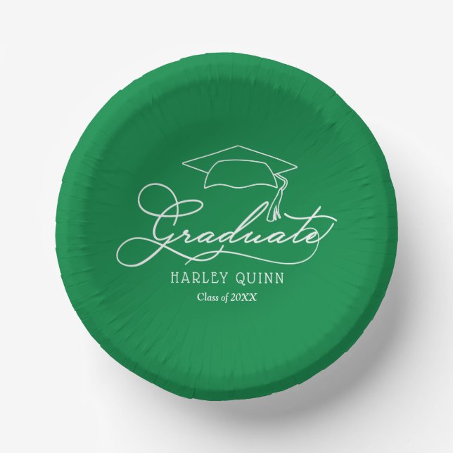 Cuencos De Papel Partido de Graduación Verde (Anverso)
