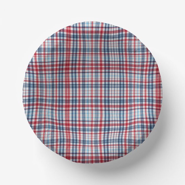 Cuencos De Papel Patrón azul blanco rojo oscuro (Anverso)