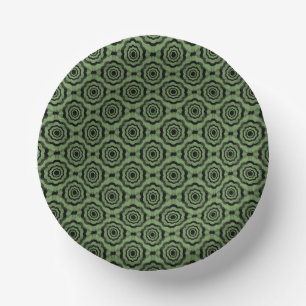 Cuencos De Papel Patrón continuo de flor negra verde