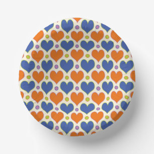 Cuencos De Papel Patrón de corazones de amor y puntos de polka en a