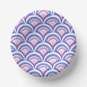 Cuencos De Papel patrón de damasco floral azul