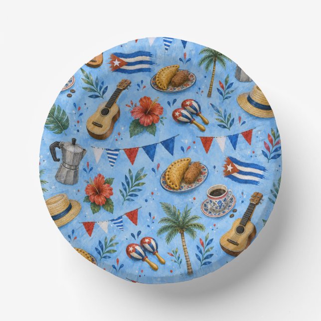 Cuencos De Papel Patrón de Fiesta Cubana (Anverso)