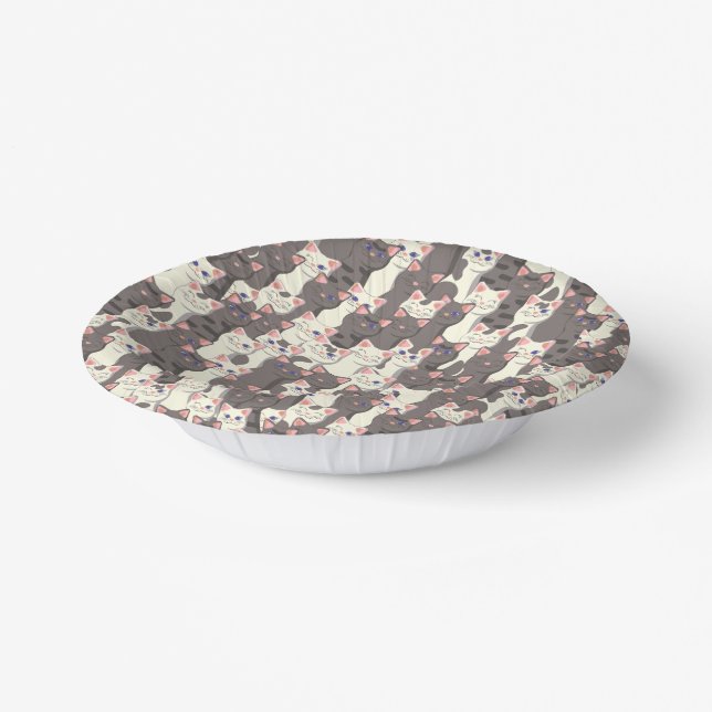 Cuencos De Papel Patrón de gatos blancos y grises (Angular)