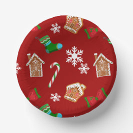Cuencos De Papel Patrón de Navidad Rojo