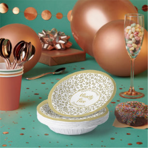 Cuencos De Papel Patrón de número al azar de cumpleaños 95 Oro/B