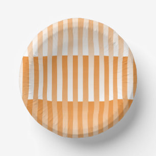 Cuencos De Papel Patrón de rayas blancas y naranjas