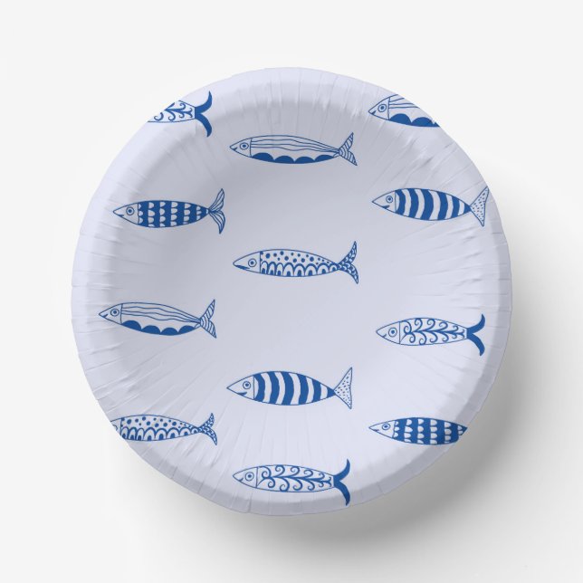 Cuencos De Papel Patrón de Sardinas (Anverso)