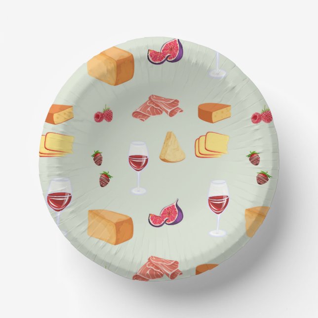 Cuencos De Papel Patrón de Vino y Queso (Anverso)