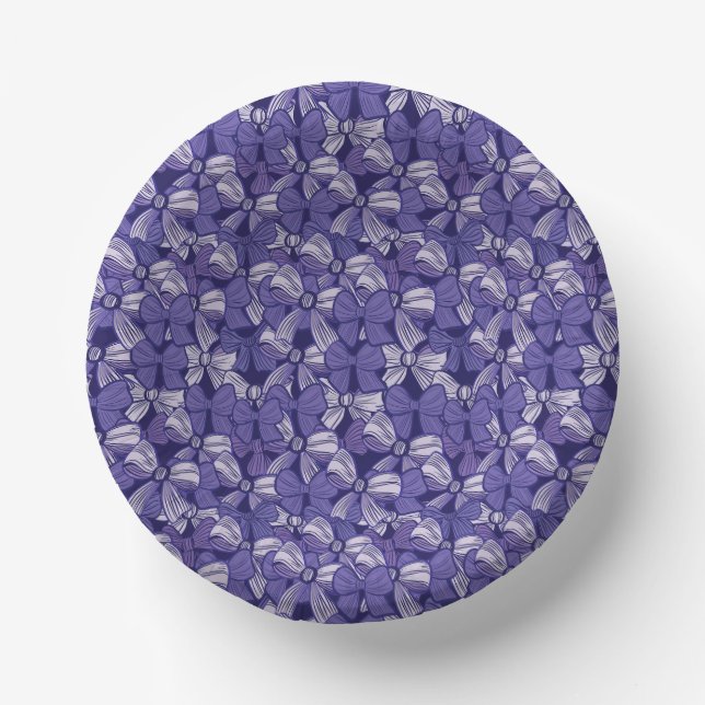 Cuencos De Papel Patrón elegante de arco morado (Anverso)