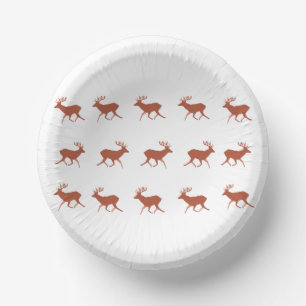 Cuencos De Papel Patrón festivo de marcha de ciervos marrones