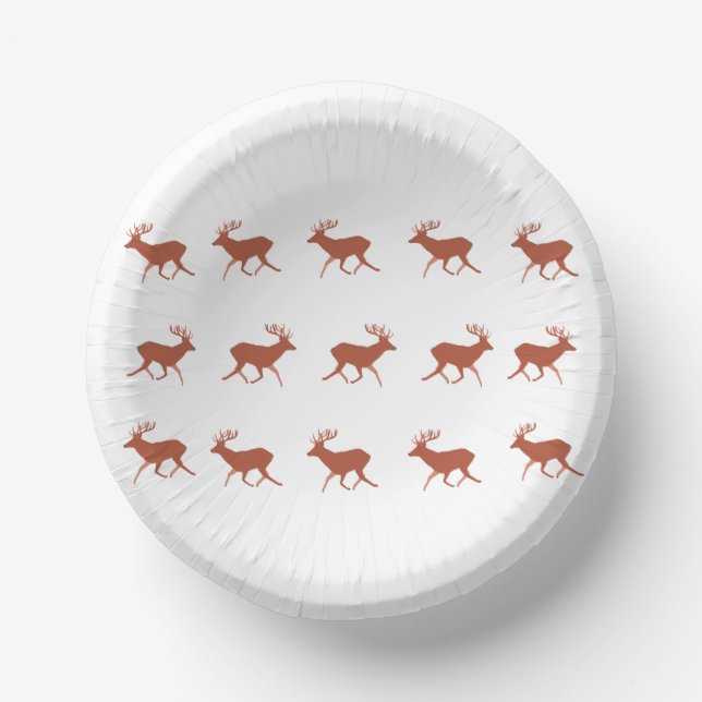 Cuencos De Papel Patrón festivo de marcha de ciervos marrones (Anverso)
