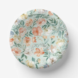 Cuencos De Papel Patrón floral azul de acuarela de pradera de flore