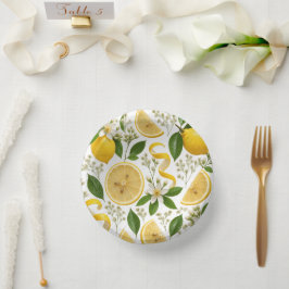Cuencos De Papel Patrón floral y limón prensado realista