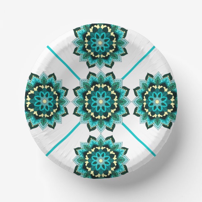 Cuencos De Papel Patrón Mandala 02 en placa de papel acuático (Anverso)