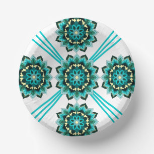 Cuencos De Papel Patrón Mandala 02 en placa de papel acuático