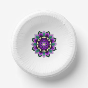 Cuencos De Papel Patrón Mandala 02 en placa de papel morado