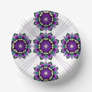 Cuencos De Papel Patrón Mandala 02 en placa de papel morado