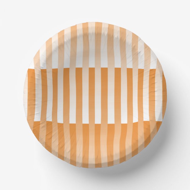 Cuencos De Papel Patrón rayado blanco naranja (Anverso)