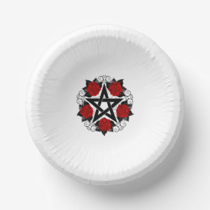 Cuencos De Papel Pentagram con rosas rojas