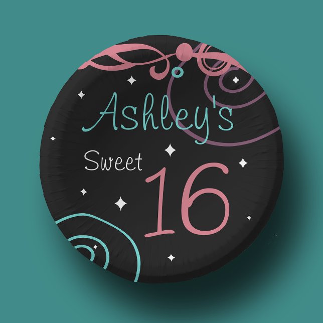 Cuencos De Papel Personalizado Black Sweet 16 Placas de fiesta de c (Subido por el creador)
