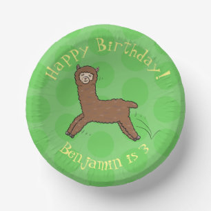 Cuencos De Papel Personalizado de alpaca marrón feliz