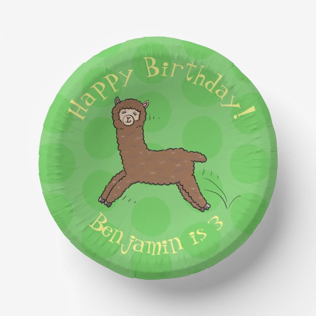 Cuencos De Papel Personalizado de alpaca marrón feliz (Anverso)
