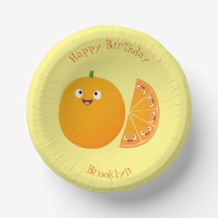 Cuencos De Papel Personalizado de cítricos de feliz naranja