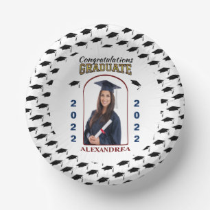 Cuencos De Papel Personalizado de Graduación de Foto Graduada Felic
