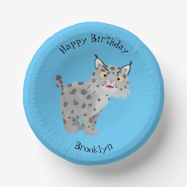 Cuencos De Papel Personalizado de lince bobcat personalizado cumple (Anverso)