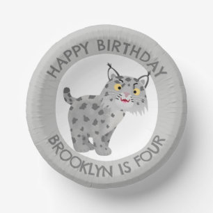Cuencos De Papel Personalizado de lince bobcat personalizado cumple
