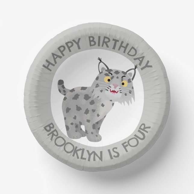 Cuencos De Papel Personalizado de lince bobcat personalizado cumple (Anverso)