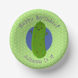 Cuencos De Papel Personalizado de pepino verde suave ilustracion