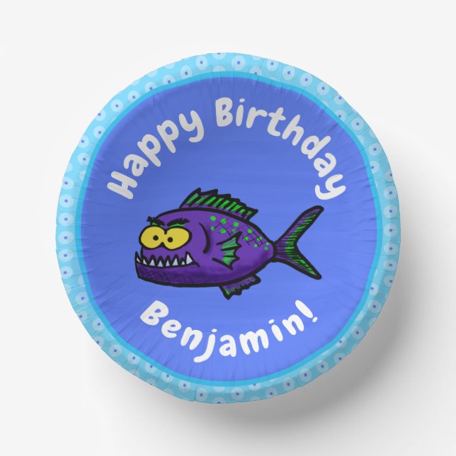 Cuencos De Papel Personalizado de pescado piraña (Anverso)