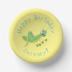 Cuencos De Papel Personalizado de saltamontes alegre verde