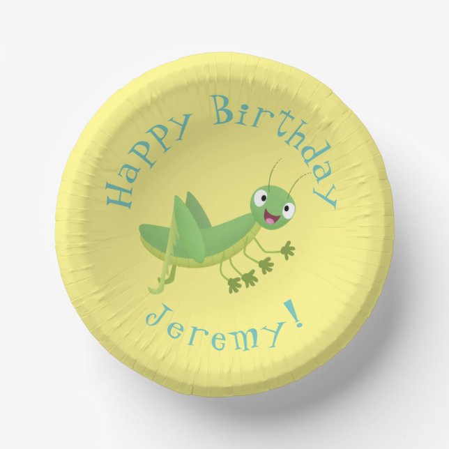 Cuencos De Papel Personalizado de saltamontes alegre verde (Anverso)