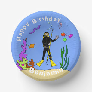 Cuencos De Papel Personalizado de vida marina de buceo Scuba