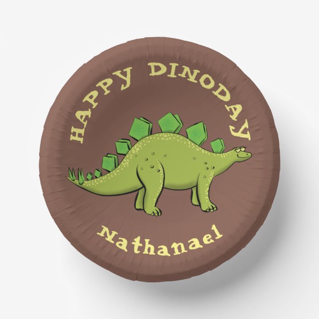 Cuencos De Papel Personalizado del estegosaurio de los dinosaurios  (Anverso)