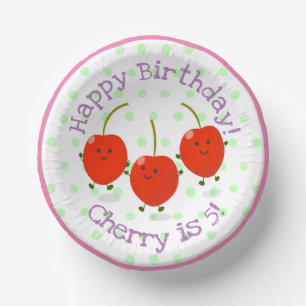 Cuencos De Papel Personalizado ilustracion de amigos de cereza roja